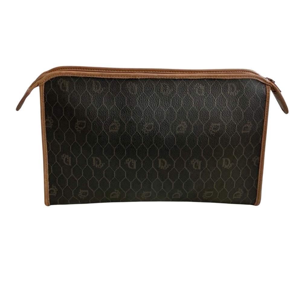 Christian Dior Brown Honeycomb Pattern Toiletry Bag - Picture 3 of 12